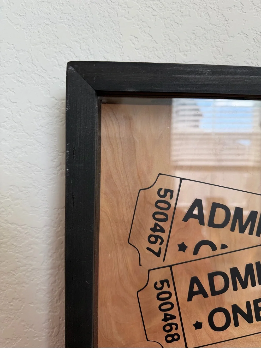 Black Framed 'Admit One' Wall Art